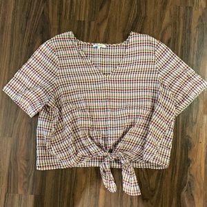 Madewell Novel Tie Front Top in Red Gingham